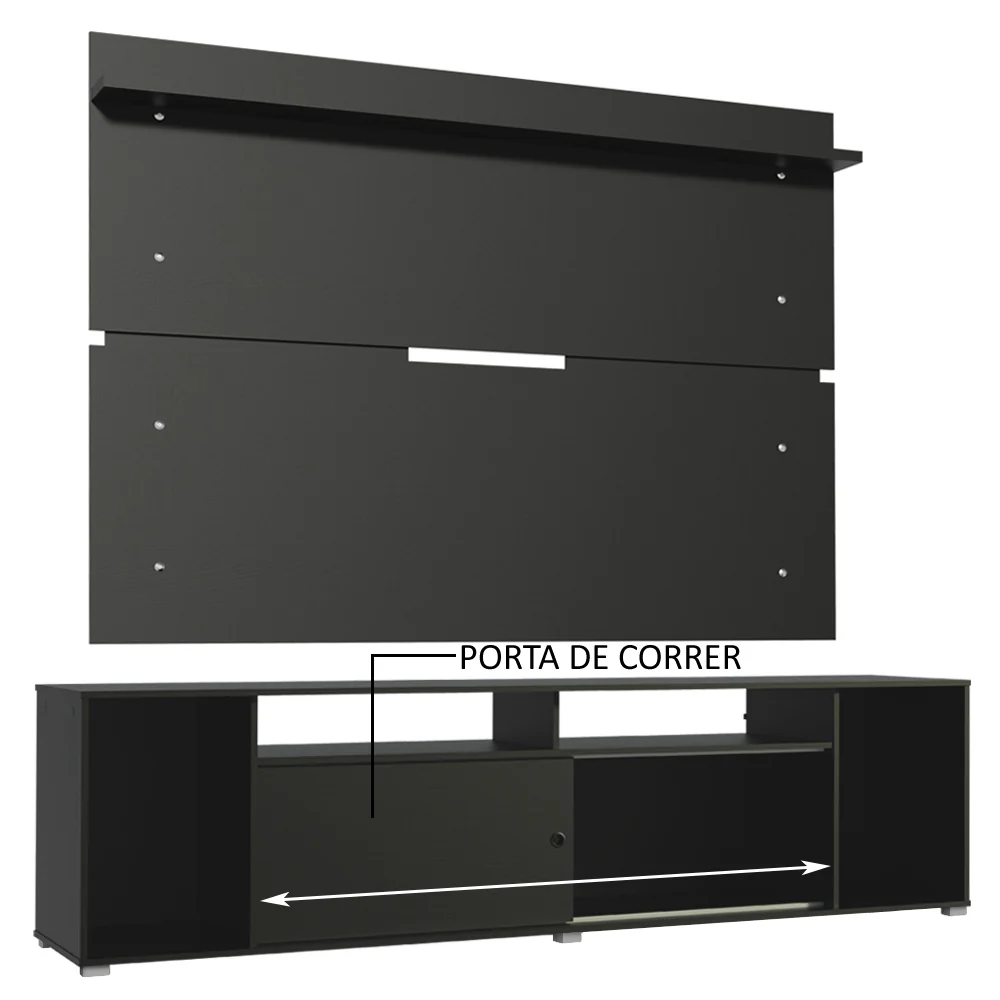 Rack Madesa Cancun e Painel para TV até 65 Polegadas Preto - Image 5