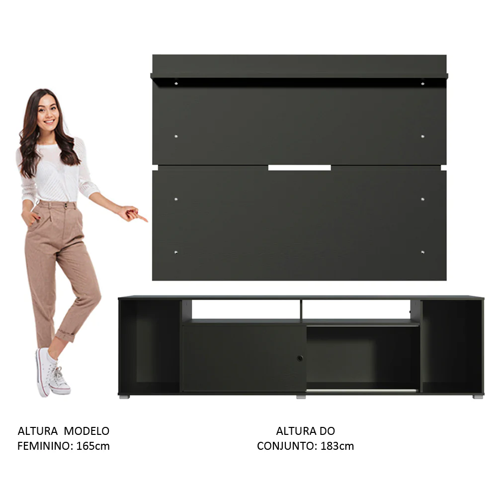 Rack Madesa Cancun e Painel para TV até 65 Polegadas Preto - Image 6