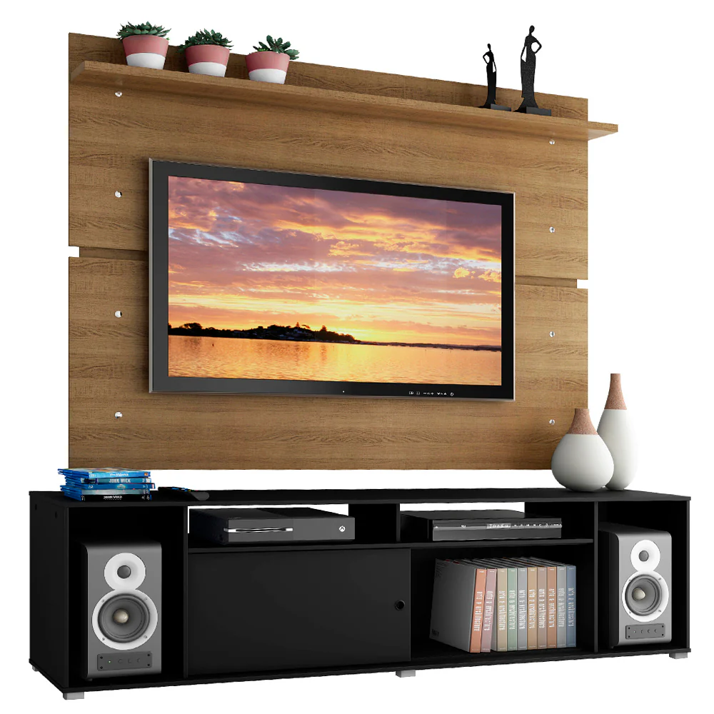 Rack Madesa Cancun e Painel para TV até 65 Polegadas Preto/Rustic 8N5Z - Image 2