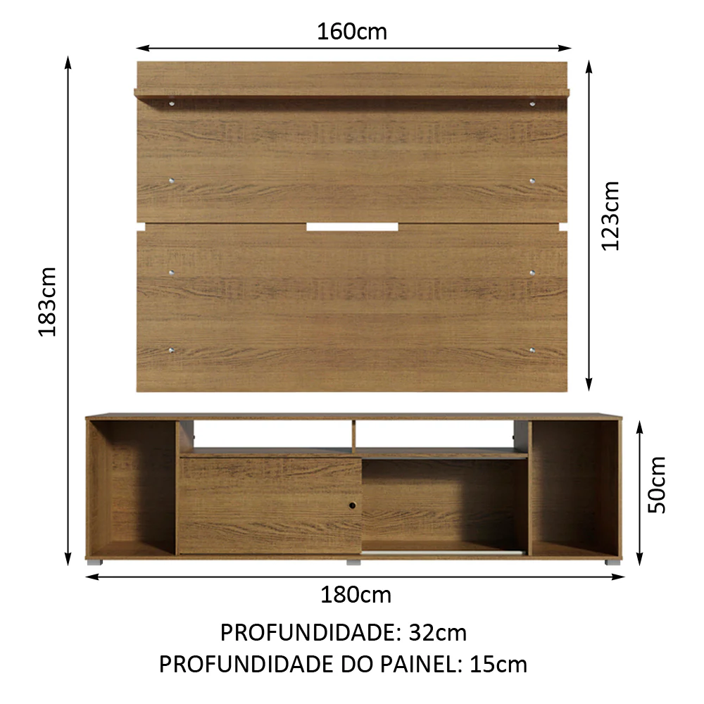 Rack Madesa Cancun e Painel para TV até 65 Polegadas Rustic - Image 3