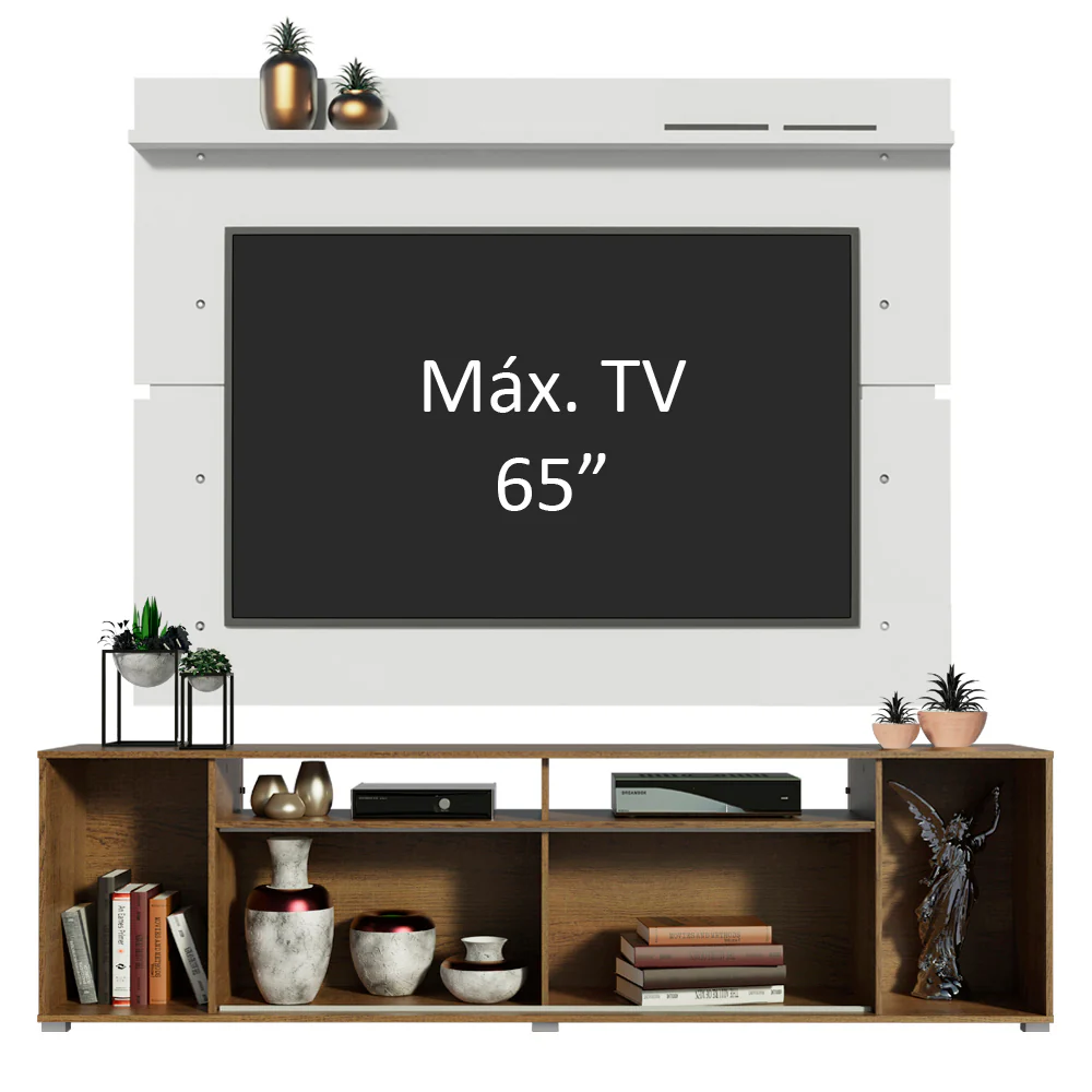 Rack Madesa Cancun e Painel para TV até 65 Polegadas Rustic/Branco 5Z09 - Image 4