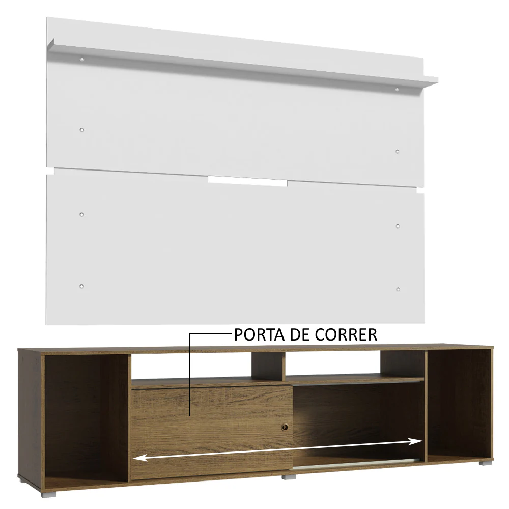 Rack Madesa Cancun e Painel para TV até 65 Polegadas Rustic/Branco 5Z09 - Image 5