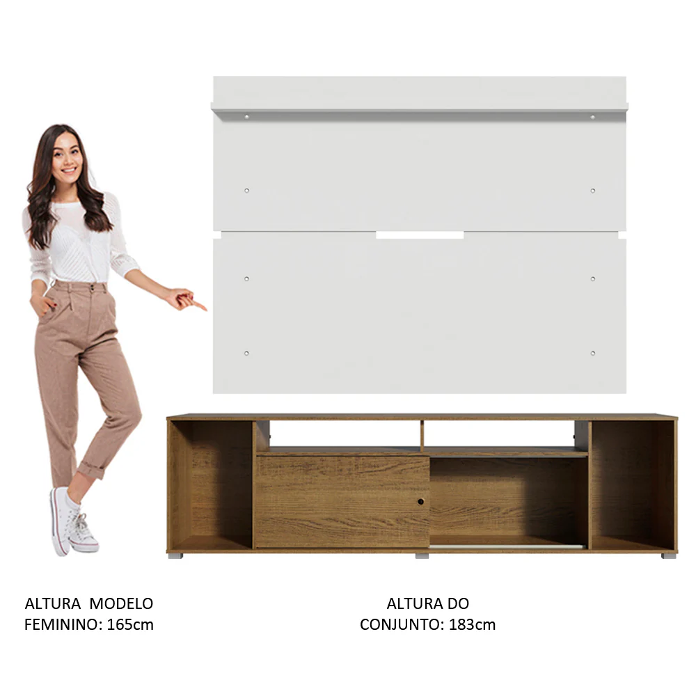 Rack Madesa Cancun e Painel para TV até 65 Polegadas Rustic/Branco 5Z09 - Image 6