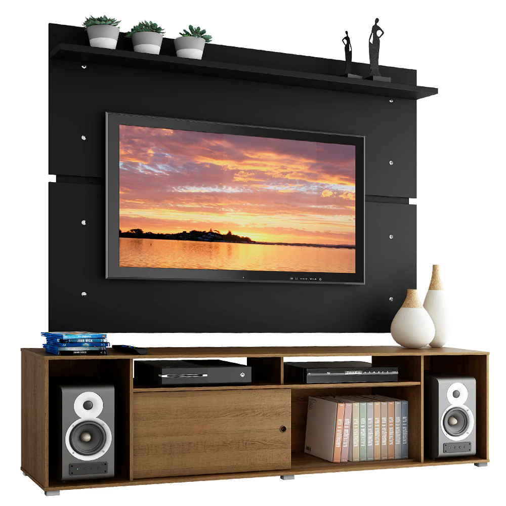 Rack Madesa Cancun e Painel para TV até 65 Polegadas Rustic/Preto 5Z8N - Image 2