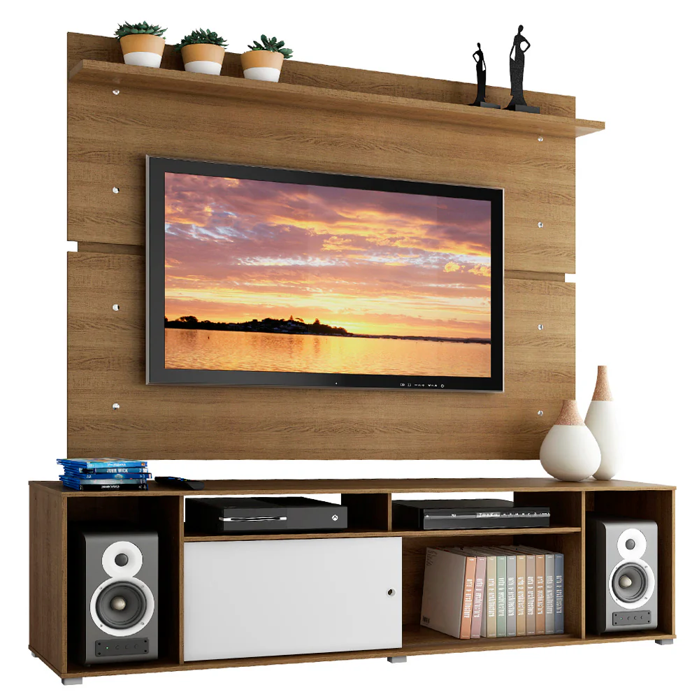 Rack Madesa Cancun e Painel para TV até 65 Polegadas Rustic/Branco 6E5Z - Image 2