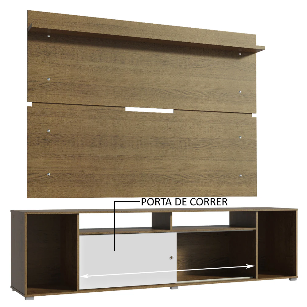 Rack Madesa Cancun e Painel para TV até 65 Polegadas Rustic/Branco 6E5Z - Image 5