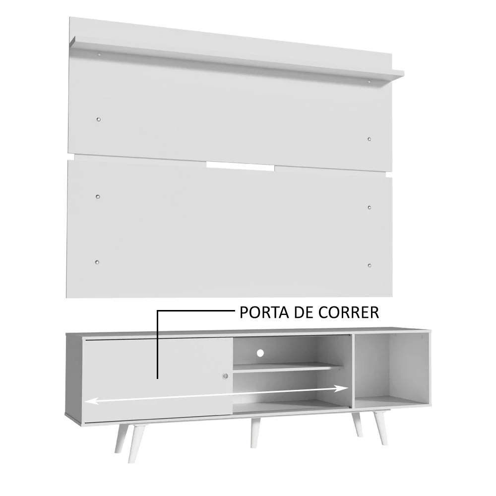 Rack Madesa Dubai e Painel para TV até 65 Polegadas com Pés Branco - Image 5