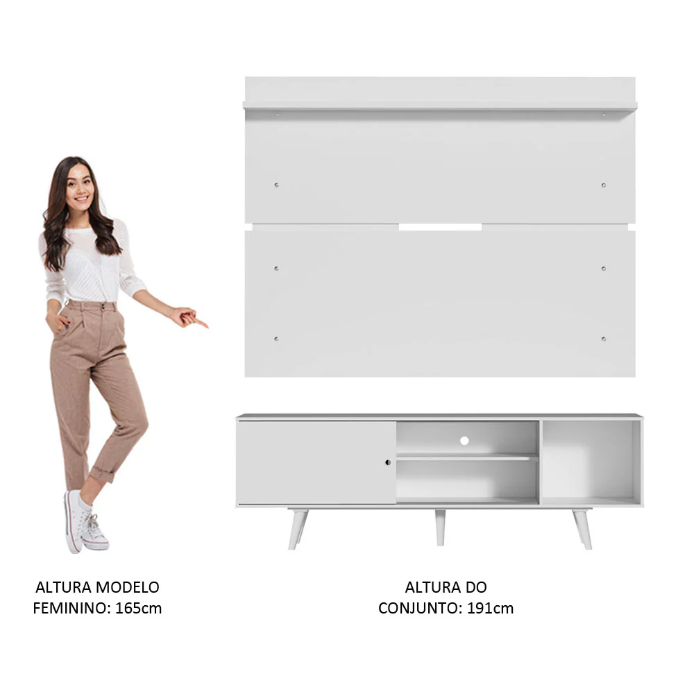 Rack Madesa Dubai e Painel para TV até 65 Polegadas com Pés Branco - Image 6