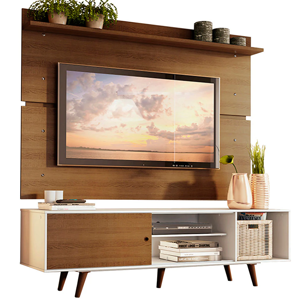Rack Madesa Dubai e Painel para TV até 65 Polegadas com Pés Branco/Rustic 9B5Z - Image 2