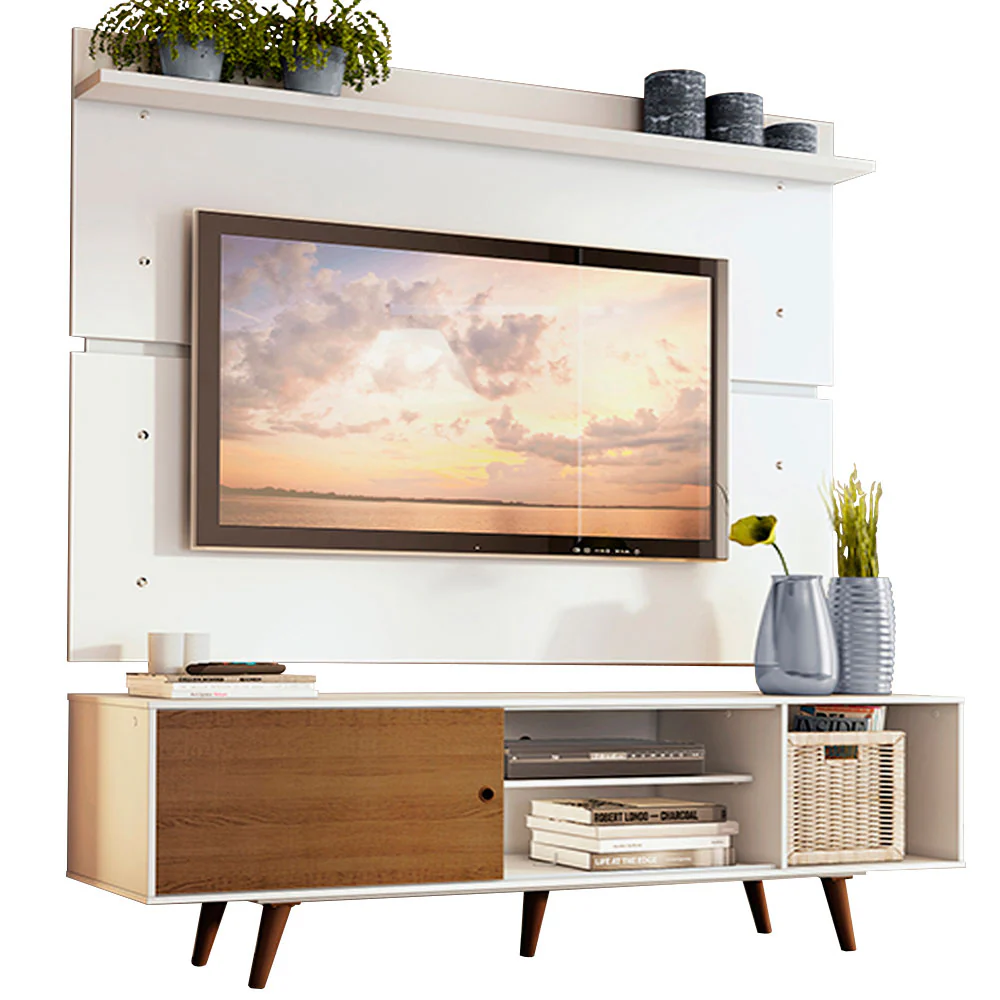 Rack Madesa Dubai e Painel para TV até 65 Polegadas com Pés Branco/Rustic 9B9B - Image 2