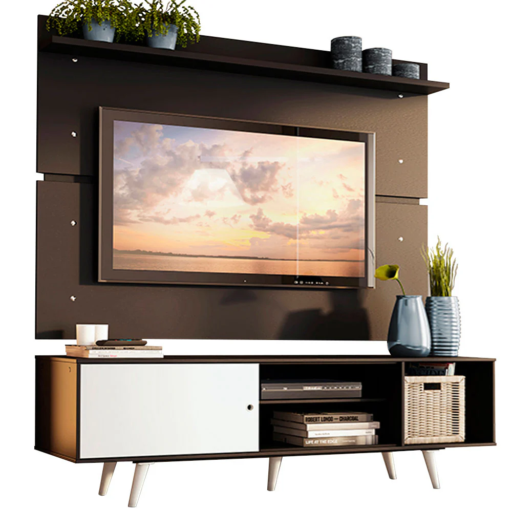 Rack Madesa Dubai e Painel para TV até 65 Polegadas com Pés Preto/Branco 7777 - Image 2