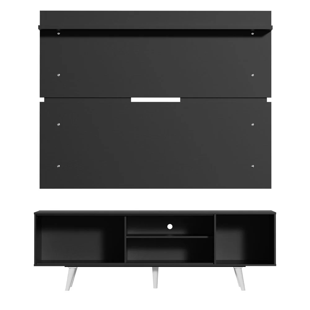 Rack Madesa Dubai e Painel para TV até 65 Polegadas com Pés Preto/Branco 7777 - Image 9