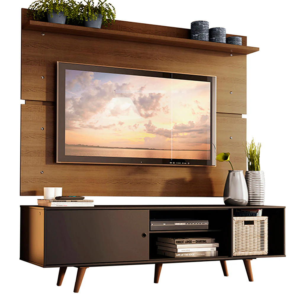 Rack Madesa Dubai e Painel para TV até 65 Polegadas com Pés Preto/Rustic 8N5Z - Image 2