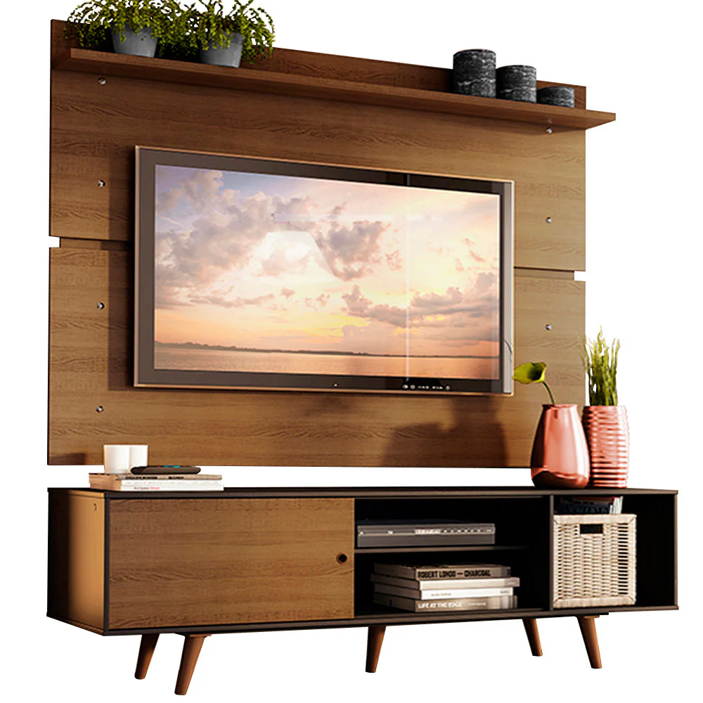 Rack Madesa Dubai e Painel para TV até 65 Polegadas com Pés Preto/Rustic D85Z - Image 2
