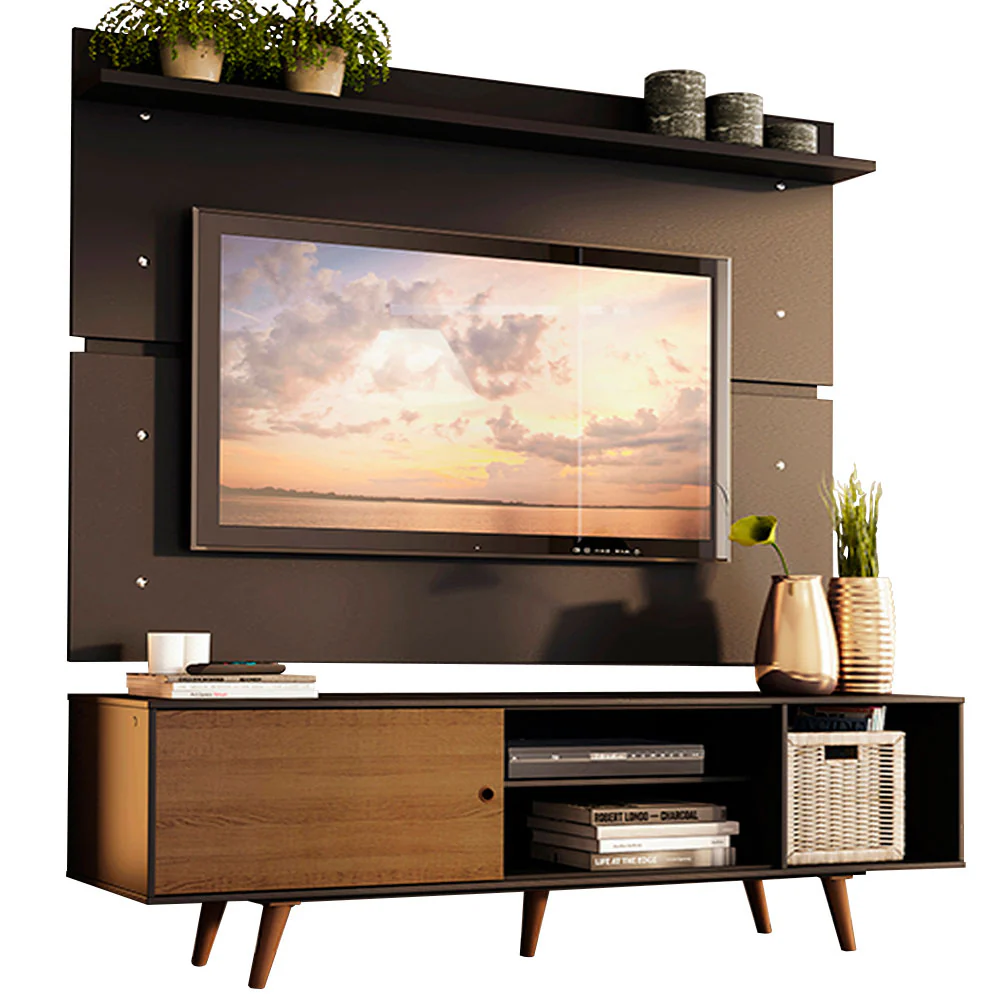 Rack Madesa Dubai e Painel para TV até 65 Polegadas com Pés Preto/Rustic D8D8 - Image 2