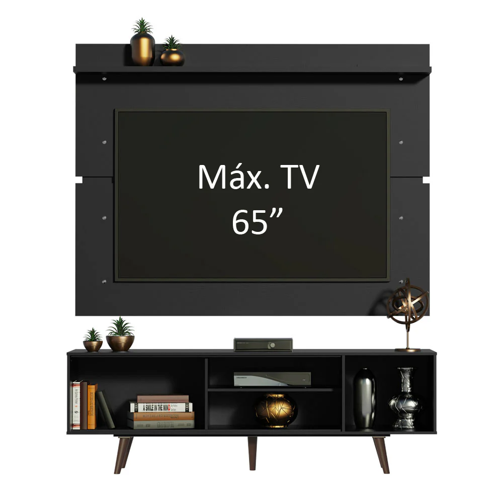 Rack Madesa Dubai e Painel para TV até 65 Polegadas com Pés Preto/Rustic D8D8 - Image 4