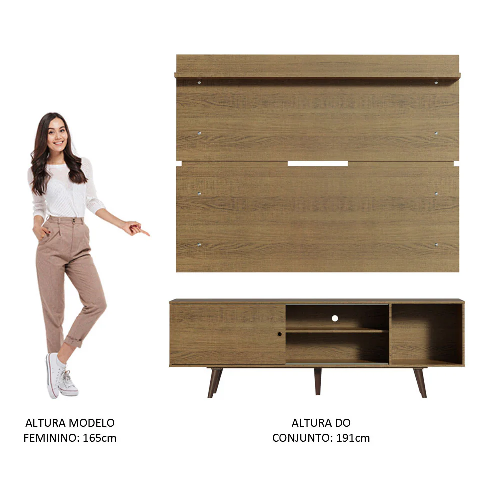 Rack Madesa Dubai e Painel para TV até 65 Polegadas com Pés Rustic - Image 6
