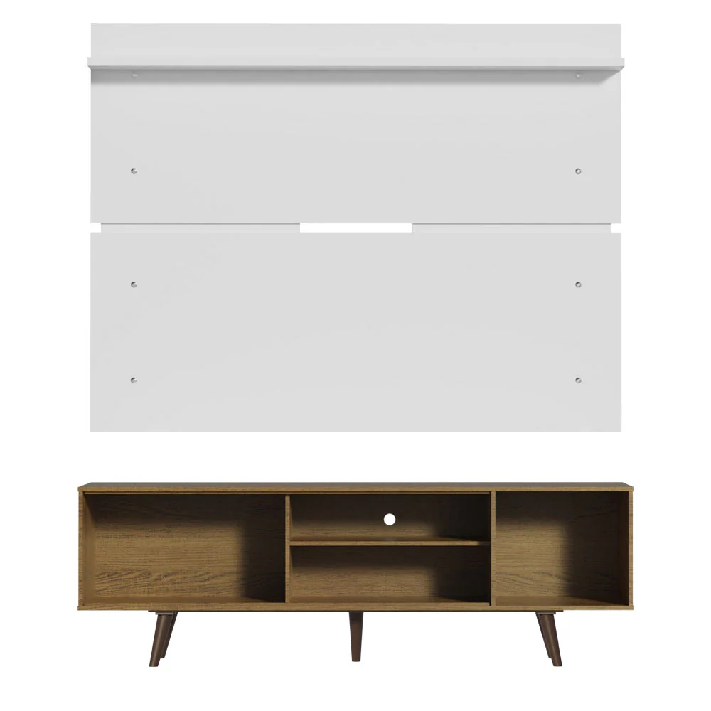 Rack Madesa Dubai e Painel para TV até 65 Polegadas com Pés Rustic/Branco 5Z9B - Image 9