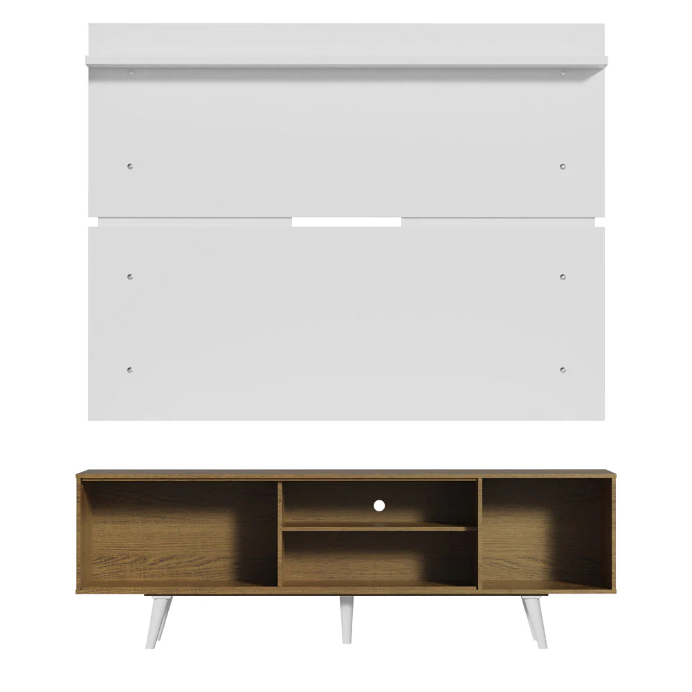 Rack Madesa Dubai e Painel para TV até 65 Polegadas com Pés Rustic/Branco 6E09 - Image 9
