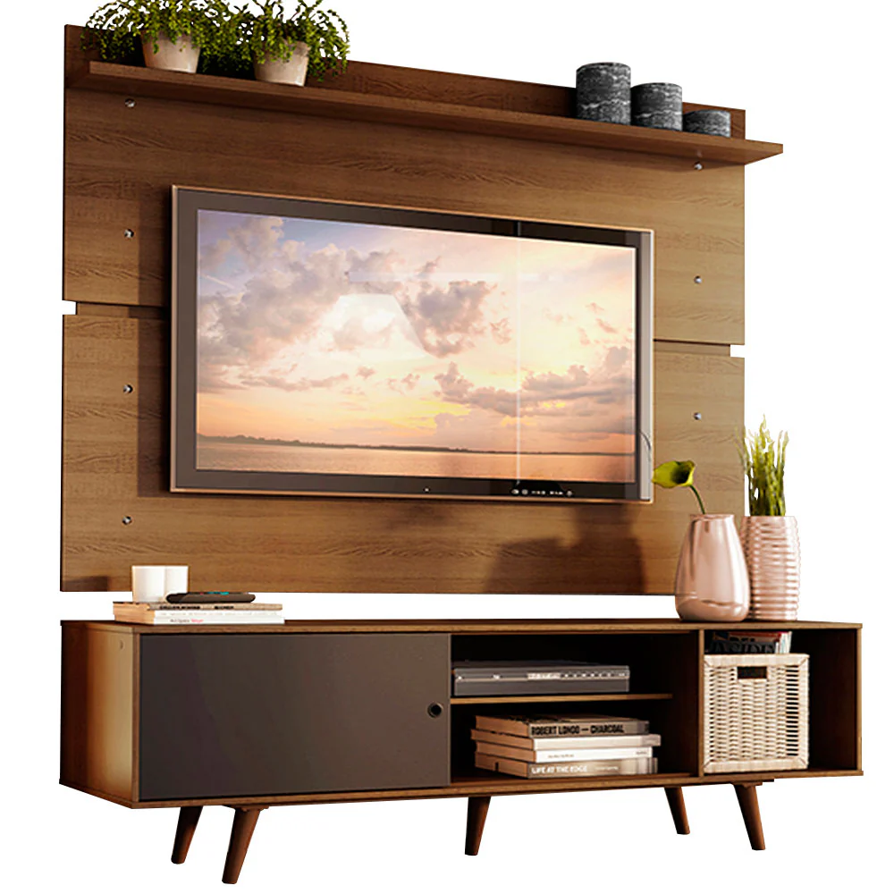 Rack Madesa Dubai e Painel para TV até 65 Polegadas com Pés Rustic/Preto 7K5Z - Image 2