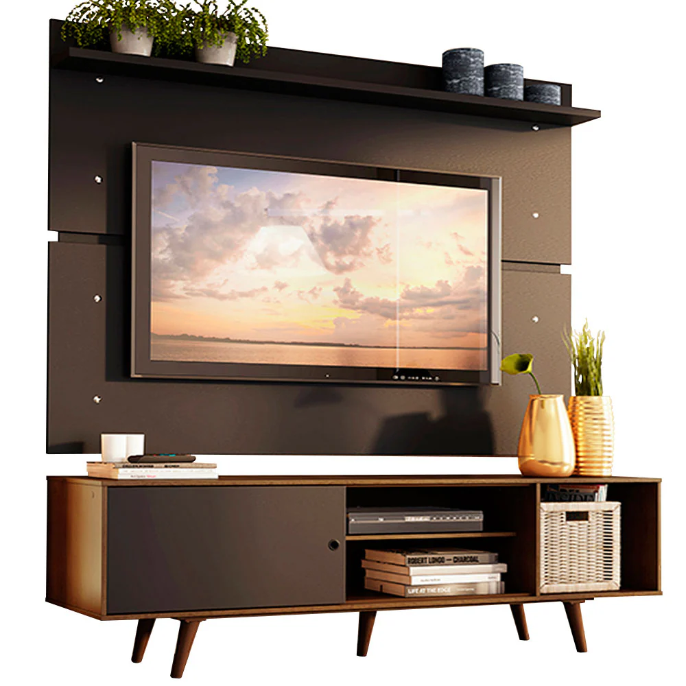 Rack Madesa Dubai e Painel para TV até 65 Polegadas com Pés Rustic/Preto 7KD8 - Image 2