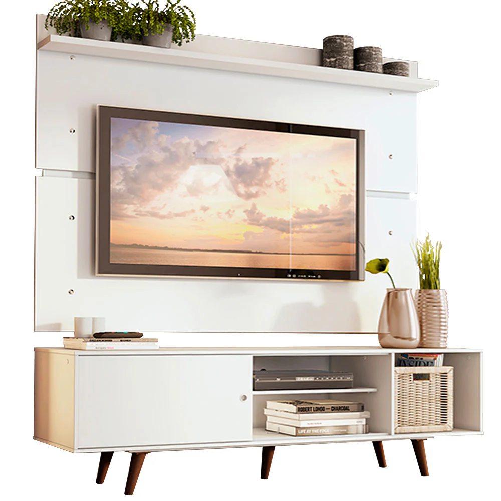 Rack Madesa Dubai e Painel para TV até 65 Polegadas com Pés Branco/Rustic 099B - Image 2