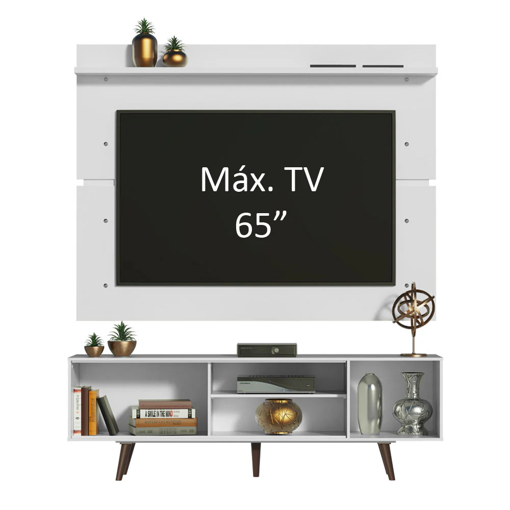 Rack Madesa Dubai e Painel para TV até 65 Polegadas com Pés Branco/Rustic 099B - Image 4
