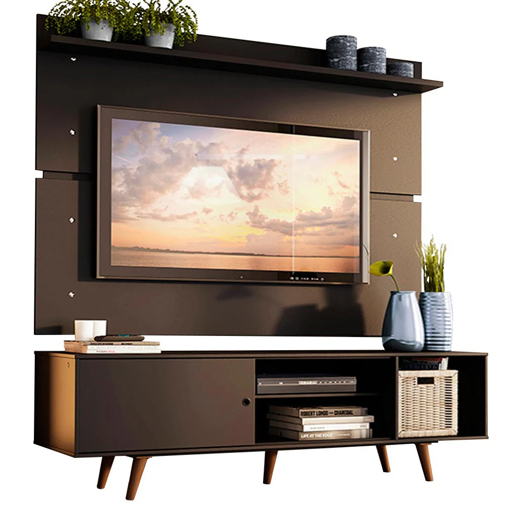 Rack Madesa Dubai e Painel para TV até 65 Polegadas com Pés Preto/Rustic 8ND8 - Image 2