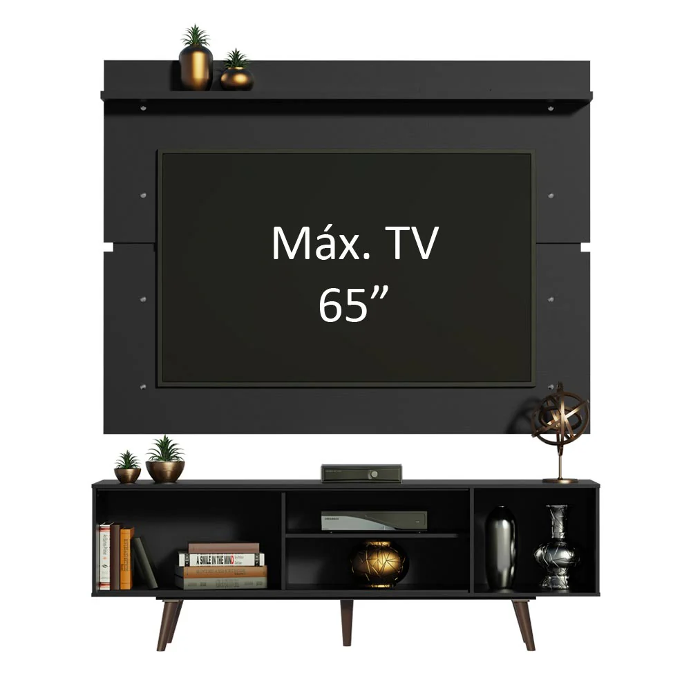 Rack Madesa Dubai e Painel para TV até 65 Polegadas com Pés Preto/Rustic 8ND8 - Image 4