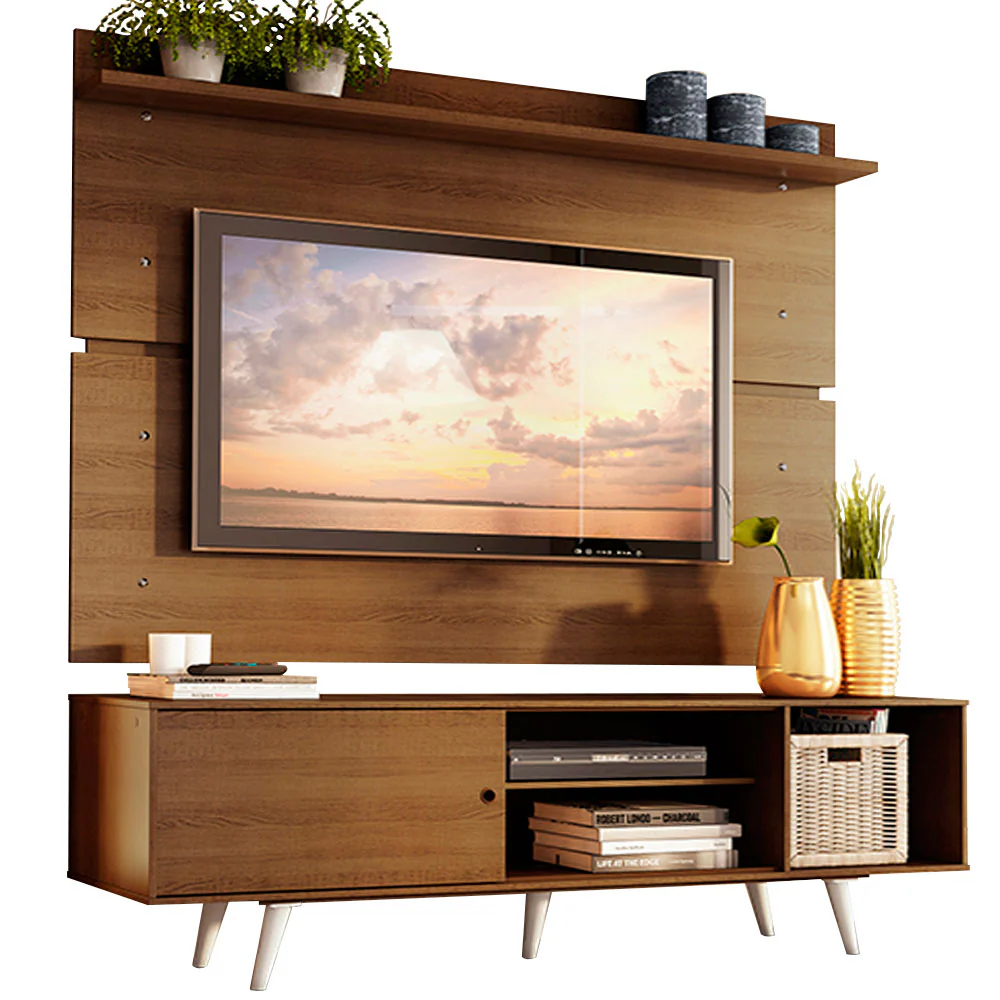 Rack Madesa Dubai e Painel para TV até 65 Polegadas com Pés Rustic/Branco 5Z6E - Image 2