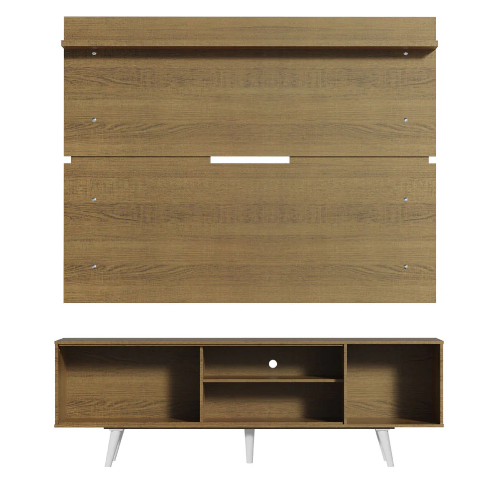 Rack Madesa Dubai e Painel para TV até 65 Polegadas com Pés Rustic/Branco 5Z6E - Image 9