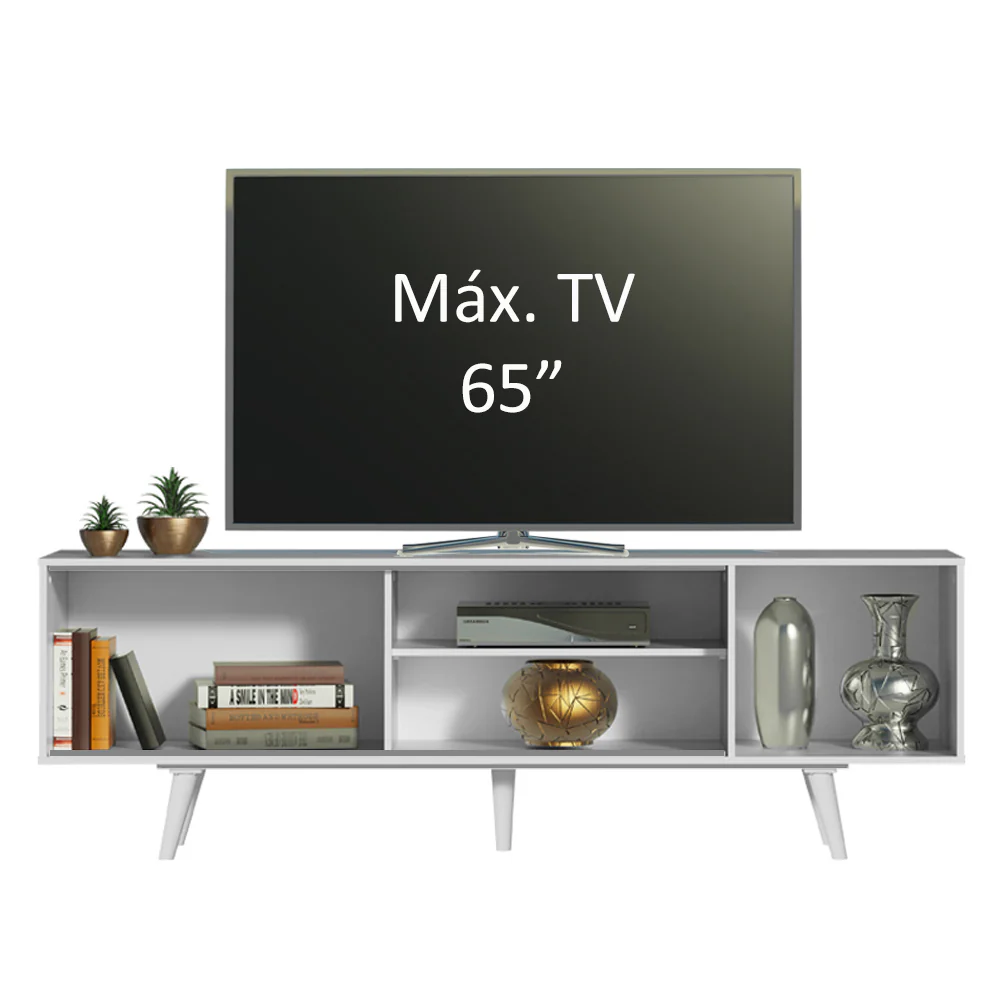 Rack Madesa Dubai para TV até 65 Polegadas com Pés Branco/Preto 7309 - Image 5