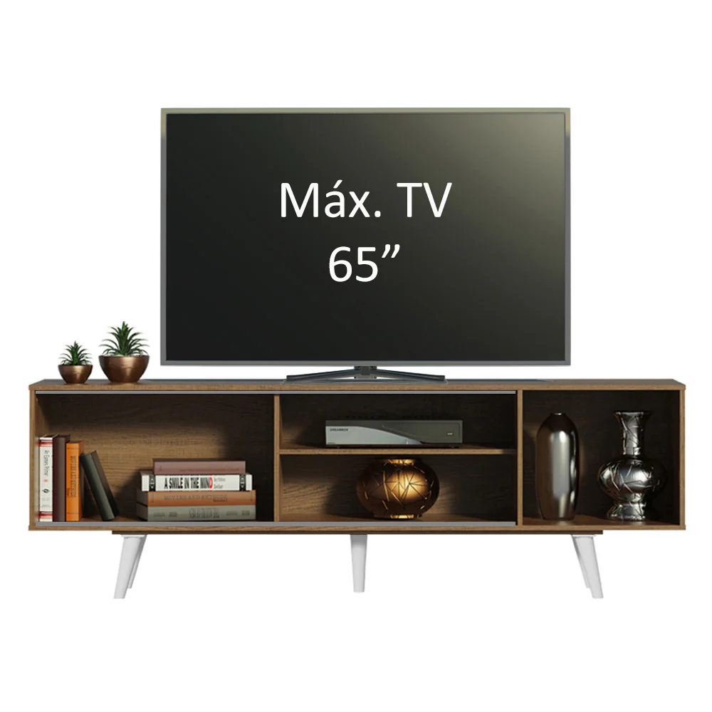Rack Madesa Dubai para TV até 65 Polegadas com Pés Rustic/Branco 5Z09 - Image 5