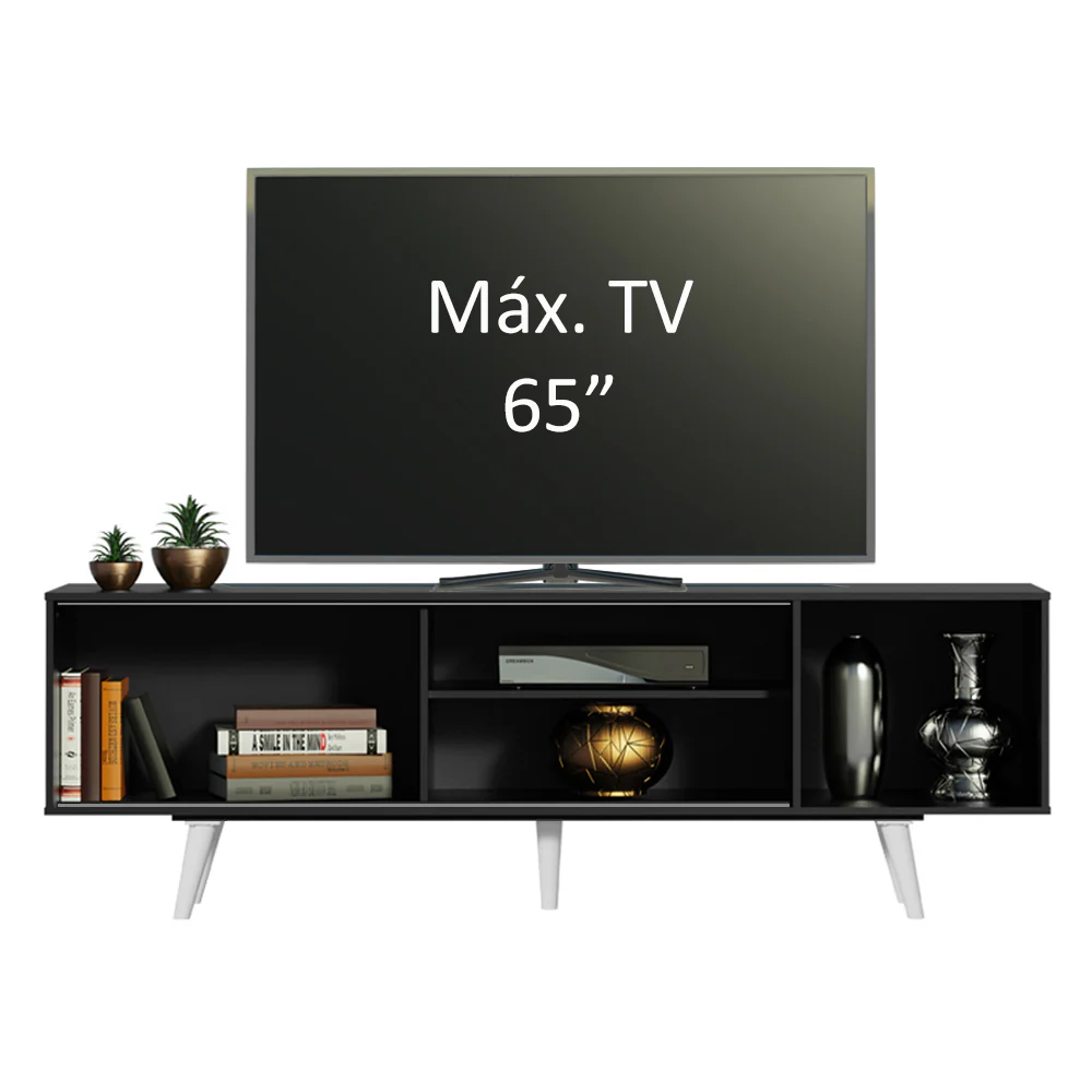 Rack Madesa Dubai para TV até 65 Polegadas com Pés Preto/Branco 7709 - Image 5