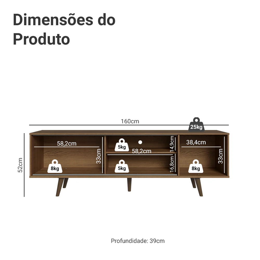 Rack Madesa Dubai para TV até 65 Polegadas com Pés Rustic - Image 3