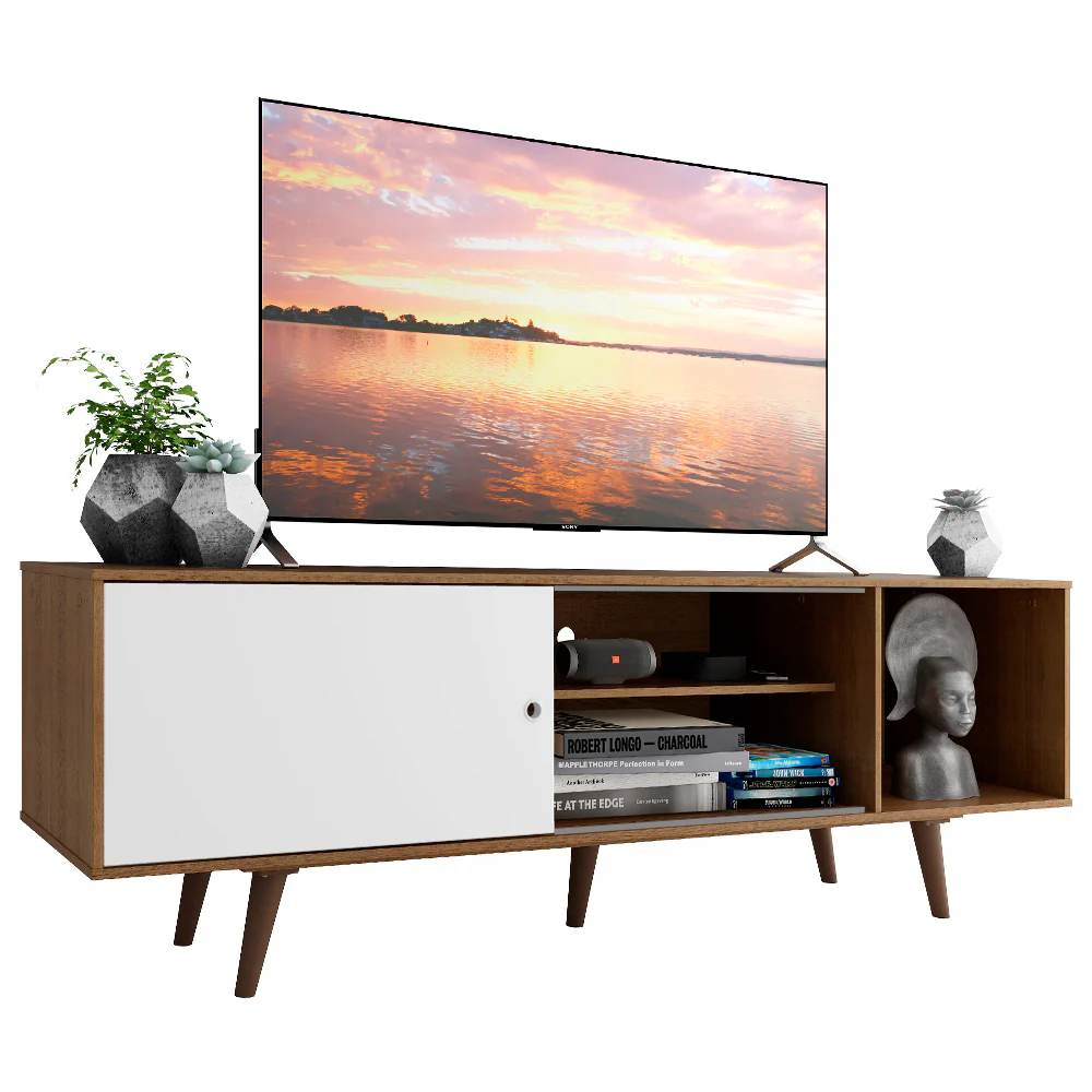 Rack Madesa Dubai para TV até 65 Polegadas com Pés Rustic/Branco 6E5Z - Image 2
