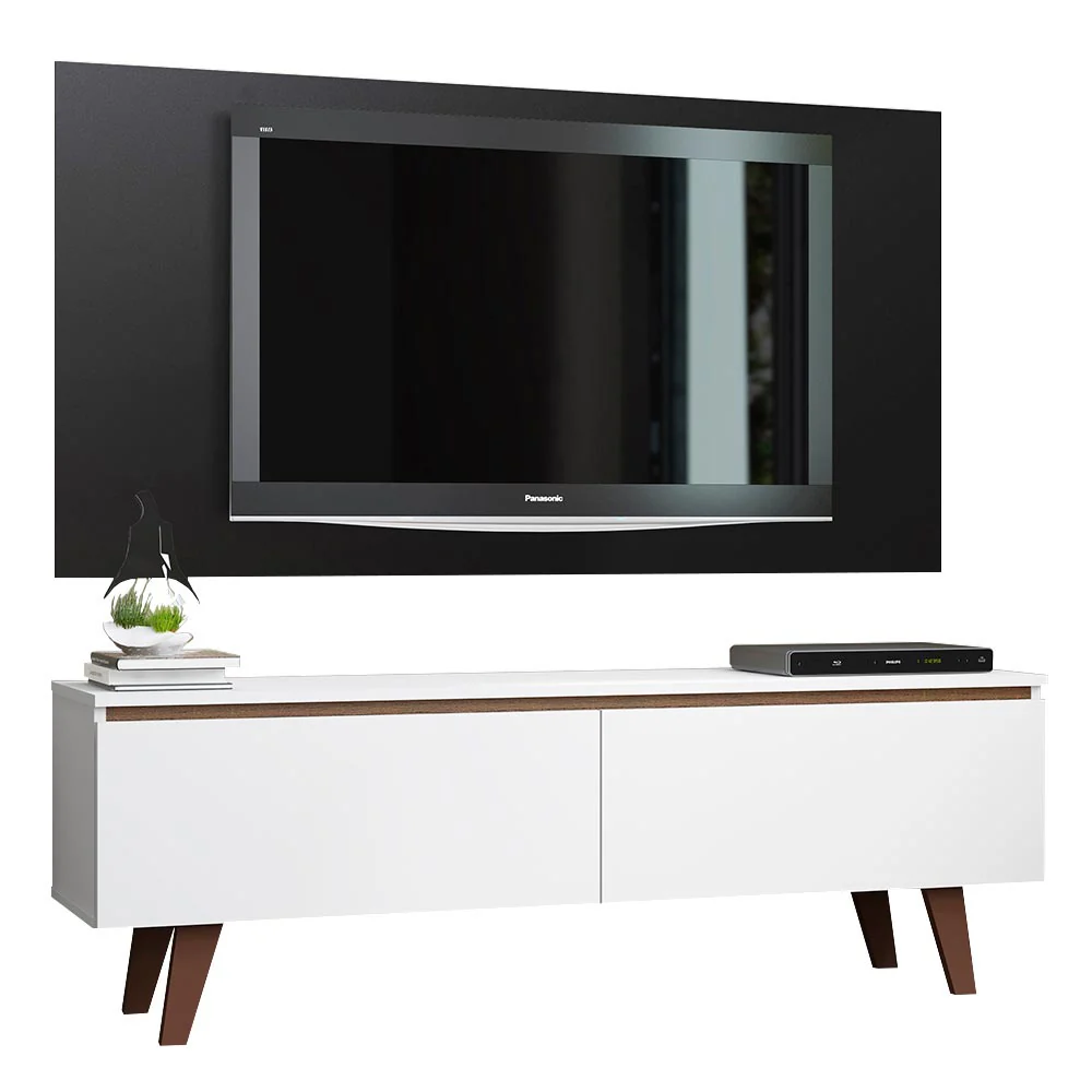 Rack Madesa Le Mans e Painel para TV até 55 Polegadas 2 Portas Branco/Preto - Image 2