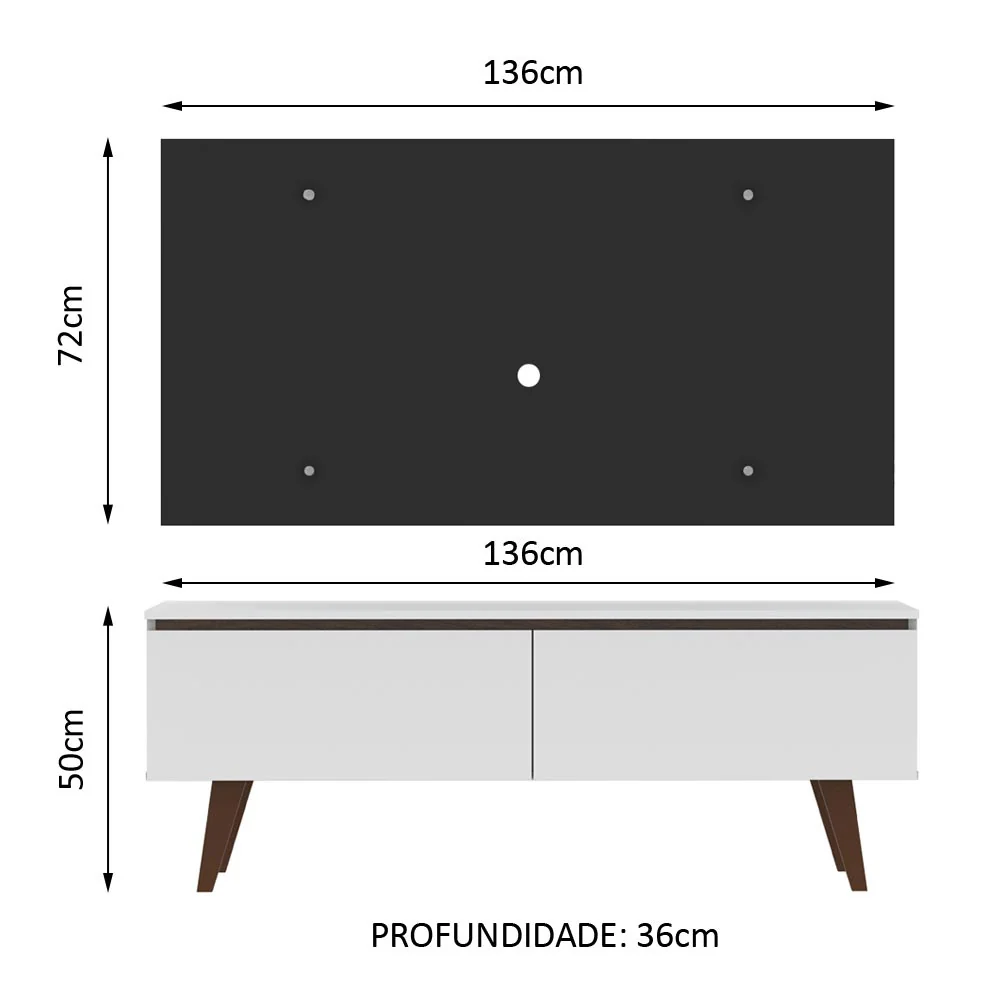 Rack Madesa Le Mans e Painel para TV até 55 Polegadas 2 Portas Branco/Preto - Image 3