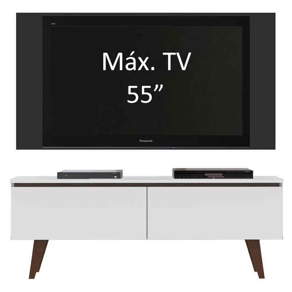 Rack Madesa Le Mans e Painel para TV até 55 Polegadas 2 Portas Branco/Preto - Image 4