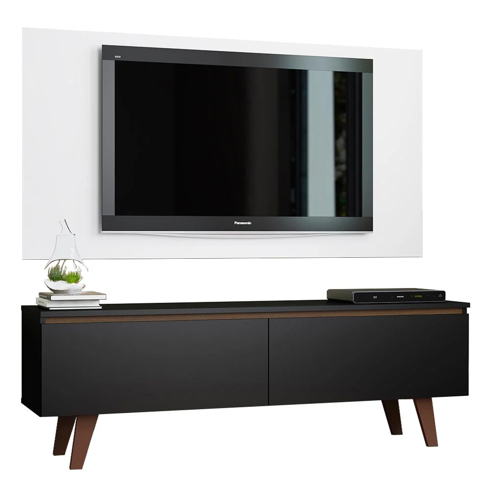 Rack Madesa Le Mans e Painel para TV até 55 Polegadas 2 Portas Preto/Branco - Image 2