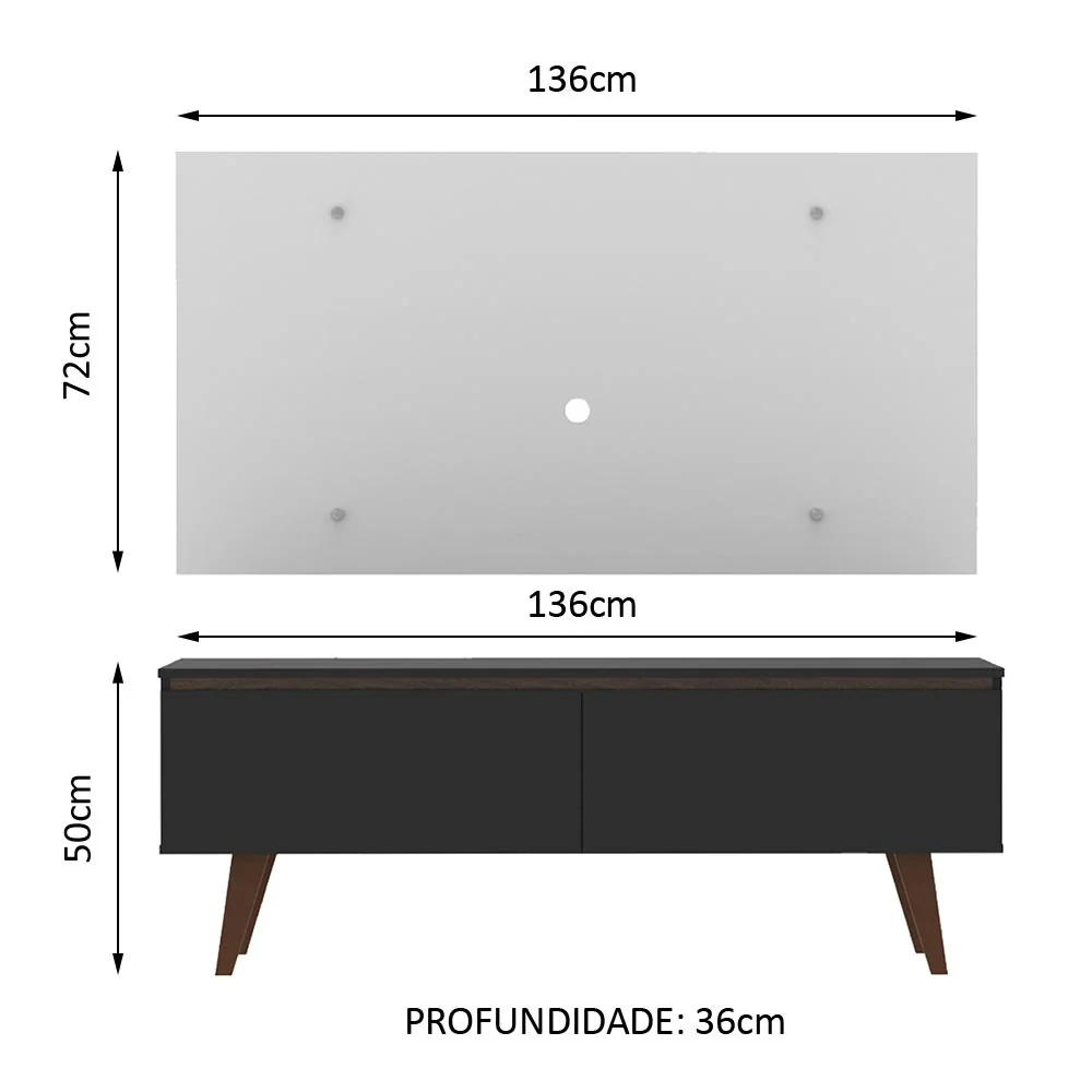 Rack Madesa Le Mans e Painel para TV até 55 Polegadas 2 Portas Preto/Branco - Image 3