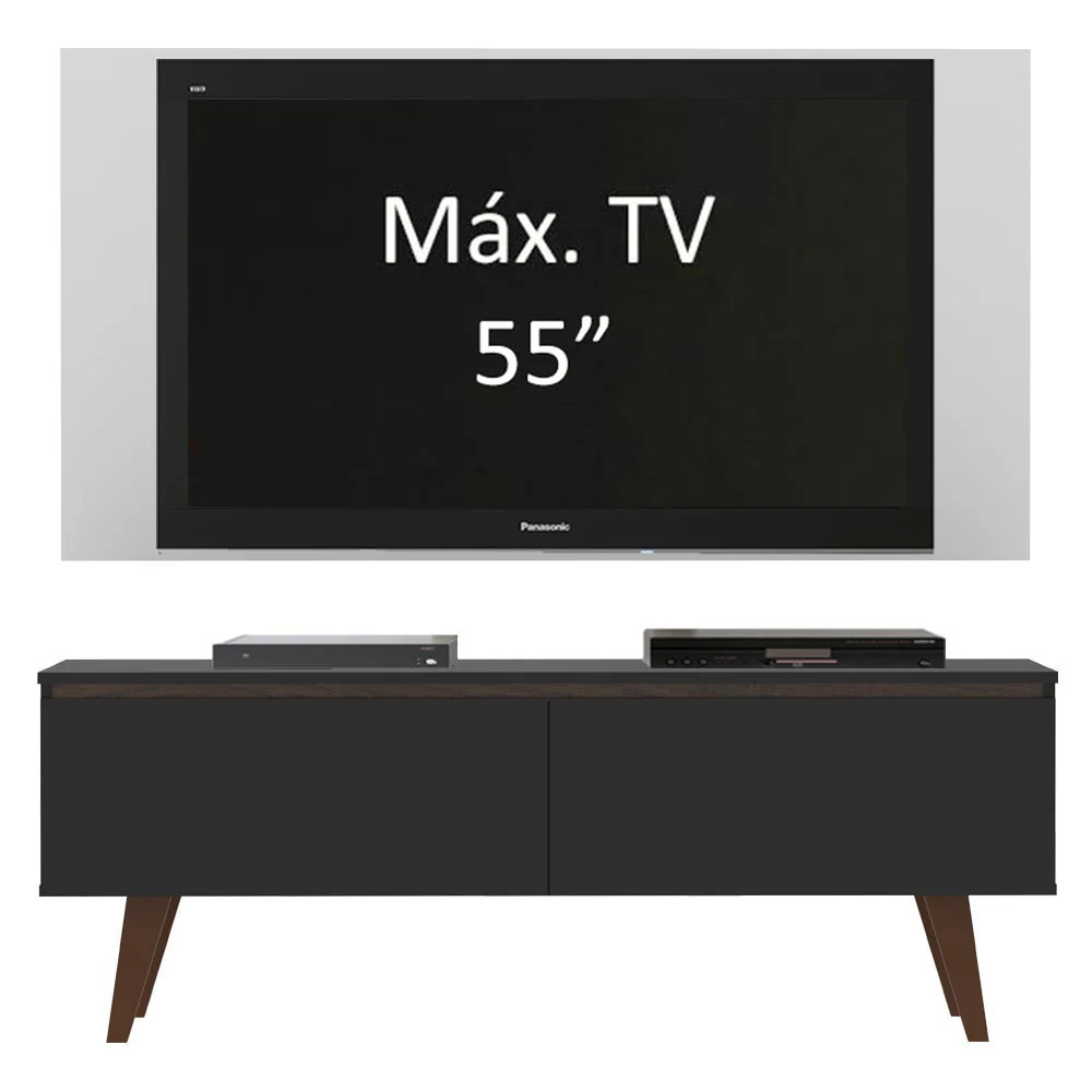 Rack Madesa Le Mans e Painel para TV até 55 Polegadas 2 Portas Preto/Branco - Image 4