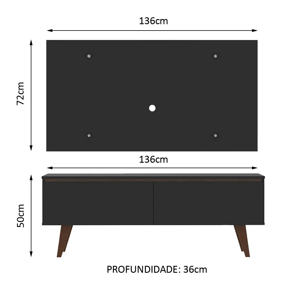 Rack Madesa Le Mans e Painel para TV até 55 Polegadas 2 Portas Preto - Image 3