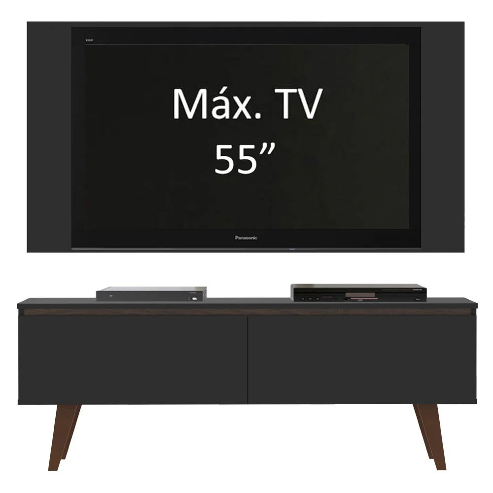 Rack Madesa Le Mans e Painel para TV até 55 Polegadas 2 Portas Preto - Image 4