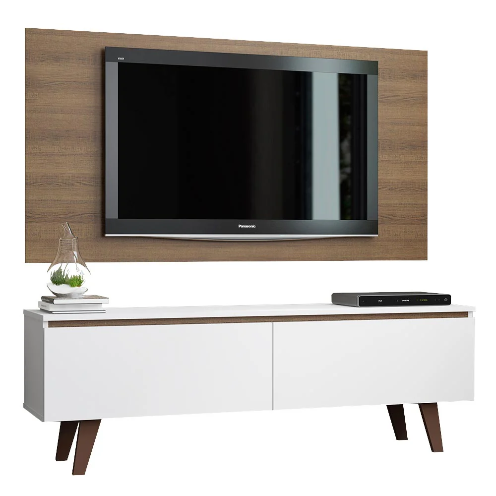 Rack Madesa Le Mans e Painel para TV até 55 Polegadas 2 Portas Branco/Rustic - Image 2