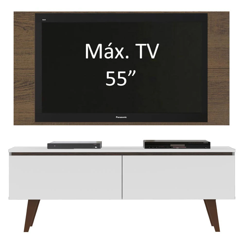 Rack Madesa Le Mans e Painel para TV até 55 Polegadas 2 Portas Branco/Rustic - Image 4