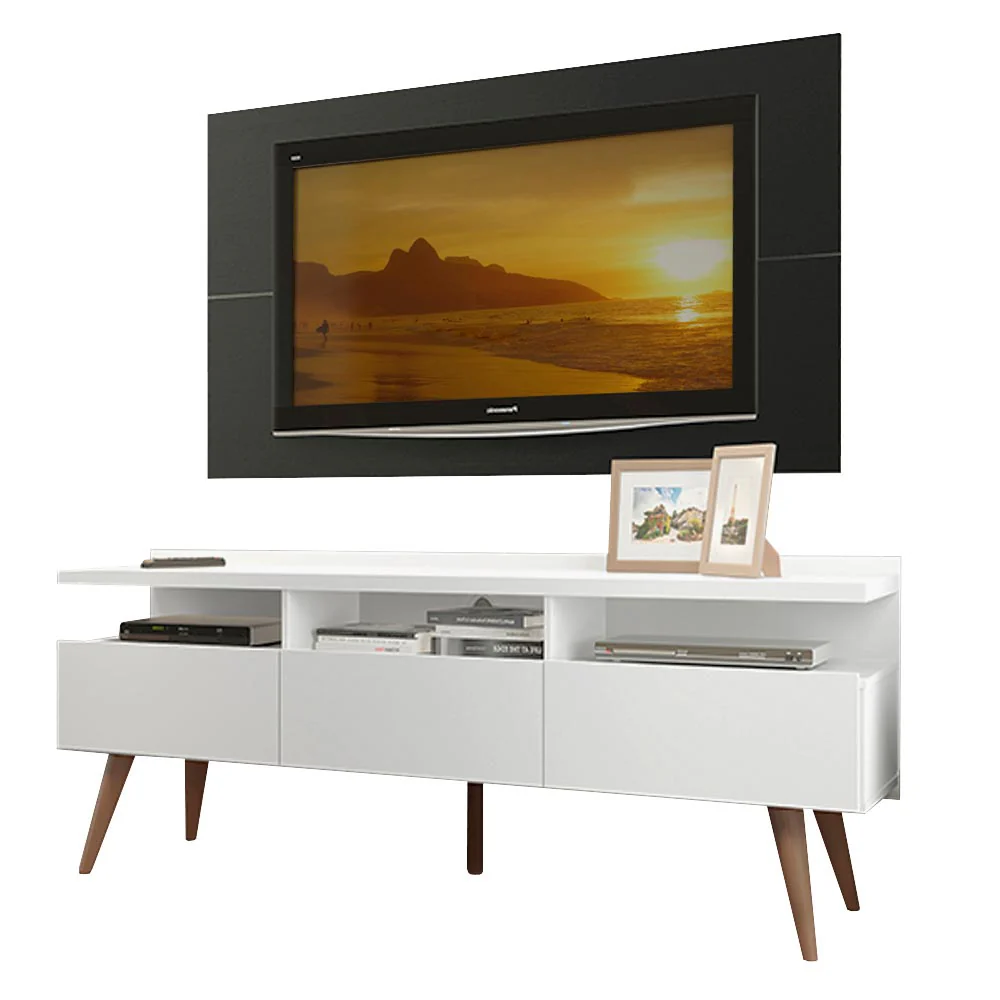 Rack Madesa Londres e Painel para TV até 55 Polegadas Branco/Preto - Image 2