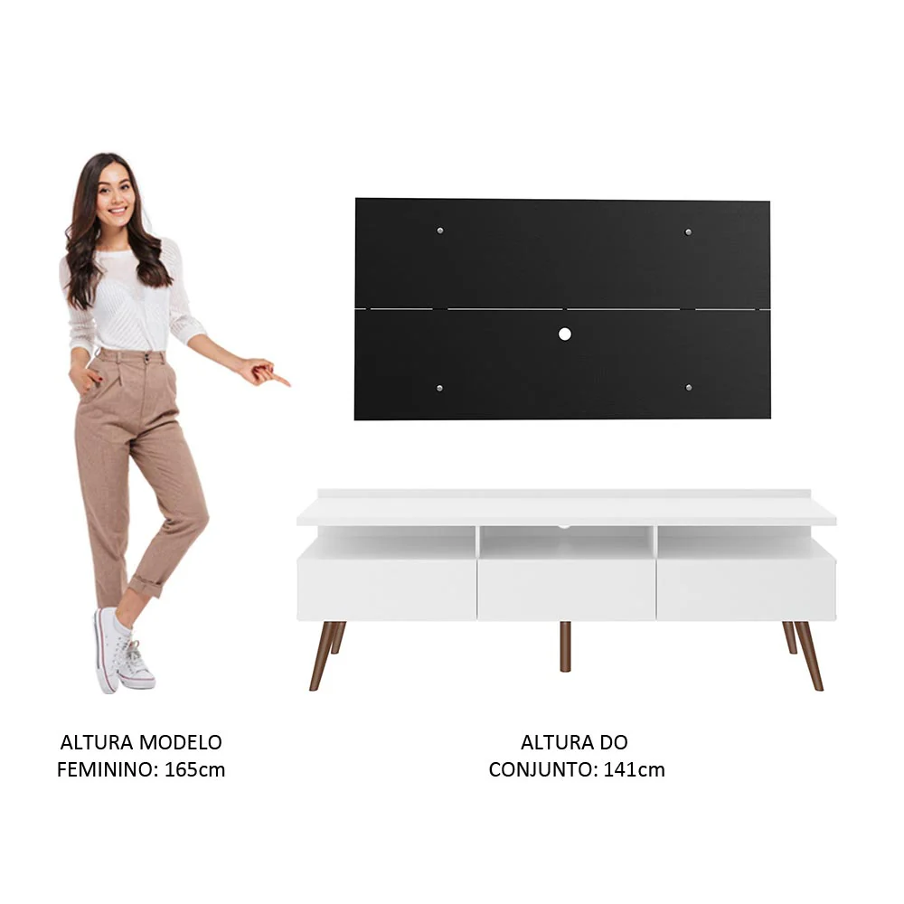 Rack Madesa Londres e Painel para TV até 55 Polegadas Branco/Preto - Image 5