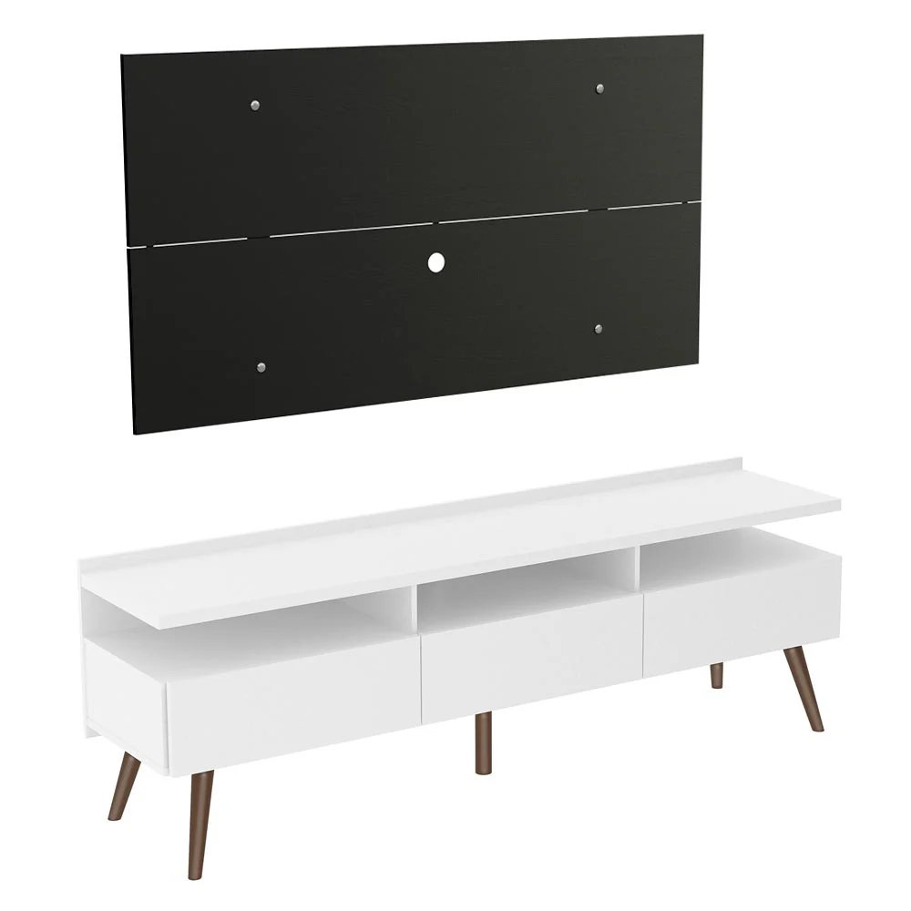 Rack Madesa Londres e Painel para TV até 55 Polegadas Branco/Preto - Image 6