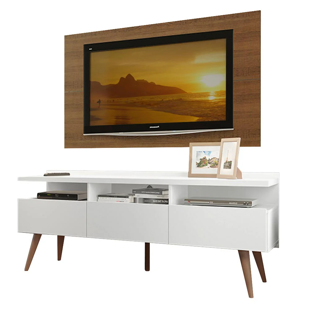 Rack Madesa Londres e Painel para TV até 55 Polegadas Branco/Rustic - Image 2